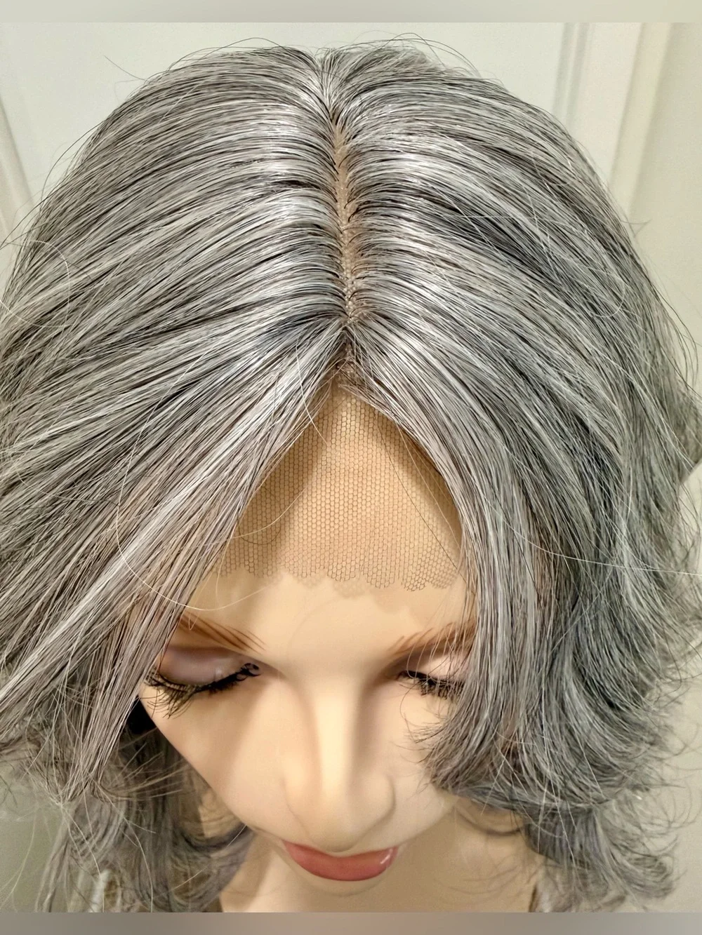 HAIR, 14” Wavy Topper, Center Part, Gray/Silver/Salt & Pepper